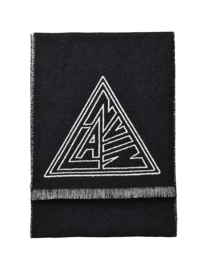 Lanvin Black Wool Geometric Scarf