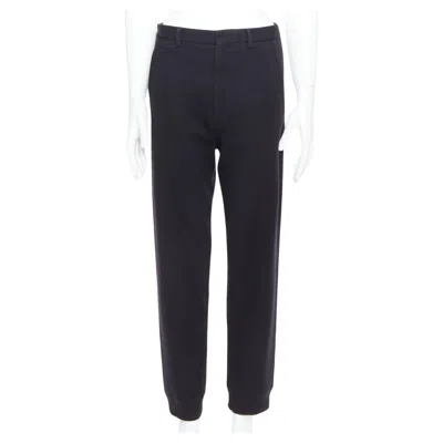 Pre-owned Lanvin Black Wool Like Back Pockets Knitted Hem Jogger Pants