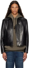 Lanvin Black Zip Leather Jacket In 10 Black