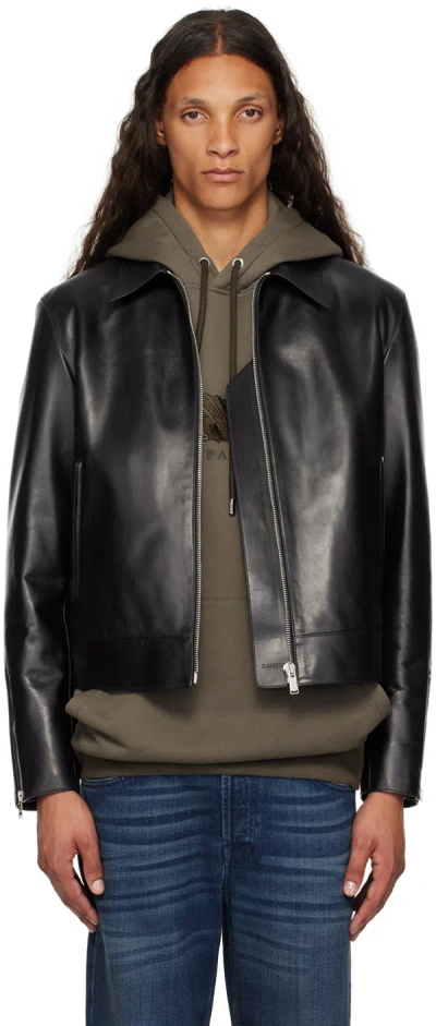 Lanvin Black Zip Leather Jacket In 10 Black