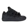 Lanvin Low Top Leather Sneakers With Perforated Detailing In Black