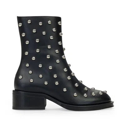 Lanvin Black/silver Zippees Avec Clous Ankle Boots