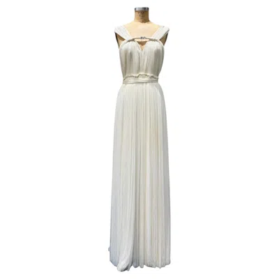 Pre-owned Lanvin Blanche Ivory Pleated Silk Goddess Bridal Gown Jewel Clasp, 2011�2013 In White