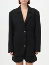 Lanvin Stretch Wool Waisted Blazer In Black