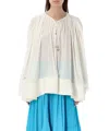 Lanvin Pleated Tie Detail Loose Fit Shirt In Beige