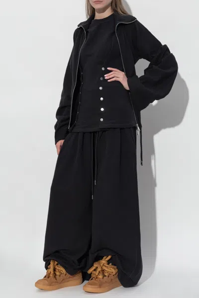Lanvin Blouse With Decorative Draping On The Sleeves In Black