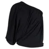Lanvin Blouson Off Shoulder Top In Black Viscose In Black
