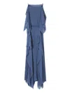 Lanvin 체인 디테일 주름 맥시 드레스 In Blue