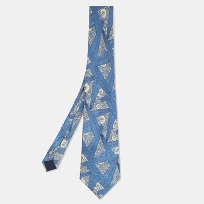 Pre-owned Lanvin Blue Abstract Print Silk Tie