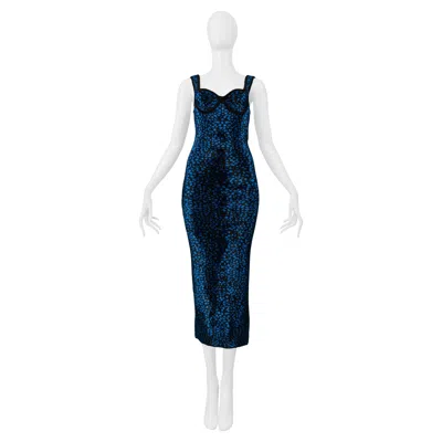 Pre-owned Lanvin Blue And Black Chenille Leopard Dress