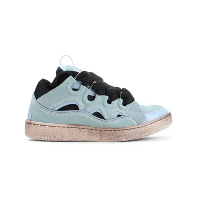 Lanvin Blue Cotton Calf Curb Sneakers In Multi