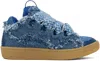 LANVIN BLUE CURB DENIM SNEAKERS