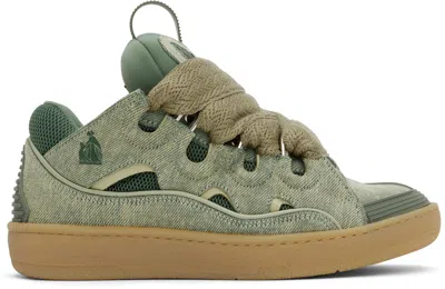 Lanvin Blue Curb Denim Sneakers In Lt Gree/green