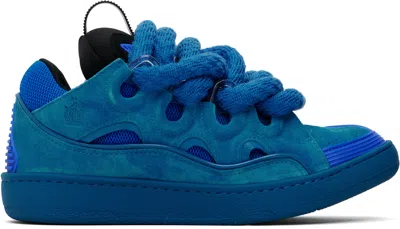 LANVIN BLUE CURB LEATHER WITH SNAKE LACES SNEAKERS