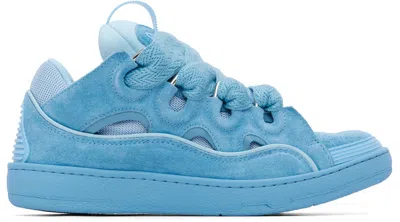 Lanvin Blue Curb Monochrome Suede Sneakers