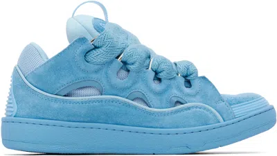 Lanvin Blue Curb Monochrome Suede Sneakers
