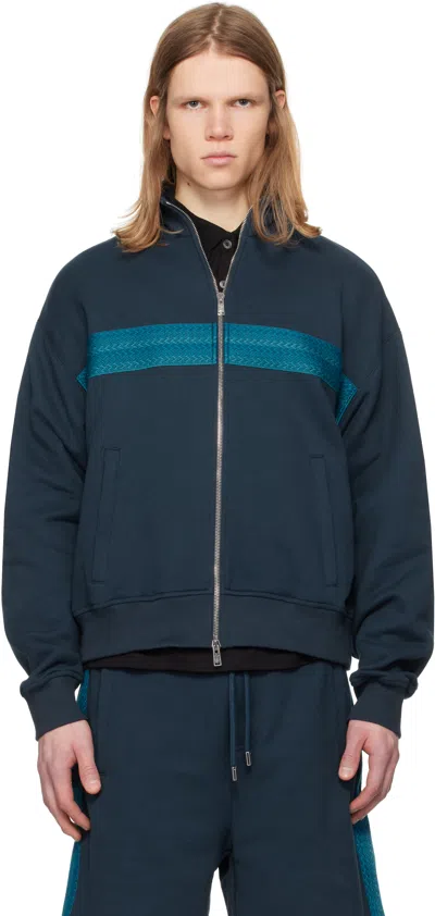 Lanvin Blue Curb Zipped Jacket In Petrol Blue281