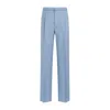 Lanvin Blue Fog Virgin Wool Leg Trousers In Blue