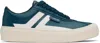Lanvin Leather Cash Sneakers In Petrol/ecru8102