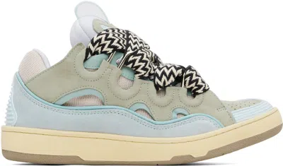 Lanvin Blue Leather Curb Sneakers In Multi