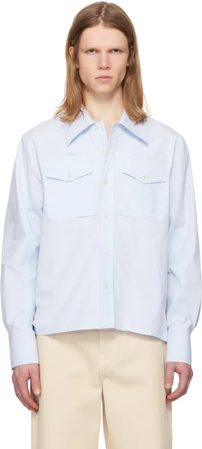 Lanvin Blue Loose-fit Utlity Shirt In Light Blue22