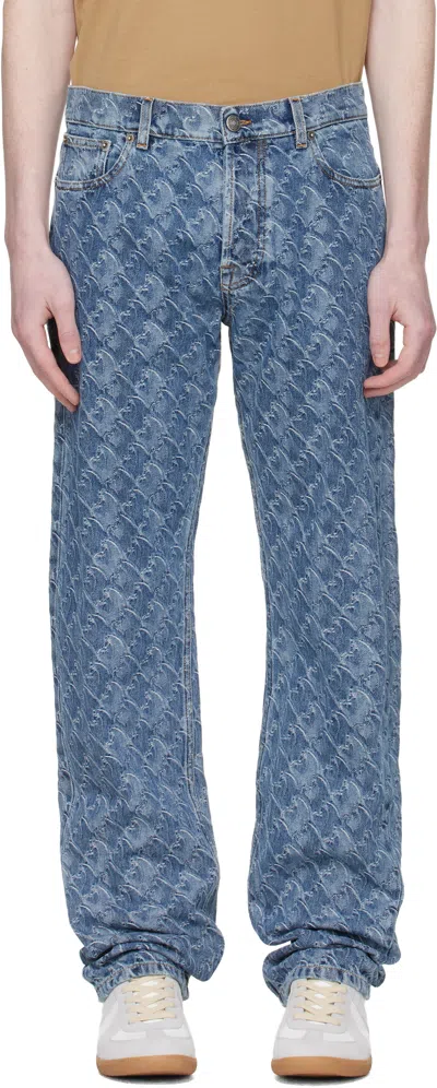 Lanvin Blue Lunar Year Jacquard Jeans