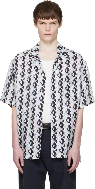 Lanvin Blue Lunar Year Print Shirt In White