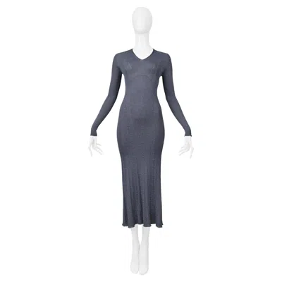 Pre-owned Lanvin Blue Metallic Lurex Knit Dress