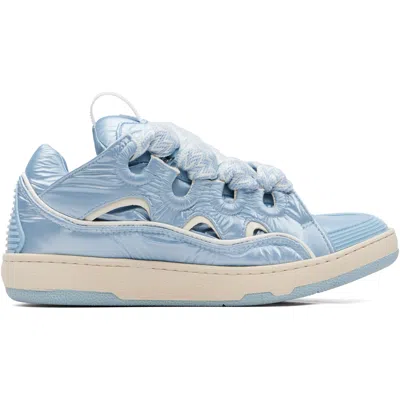 Lanvin Blue Nylon Curb Sneakers In Multi