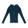 Lanvin Blue Open Shoulder Waisted Cardigan In Blue