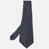 Lanvin Blue Printed Satin Silk Traditional Tie In Blue