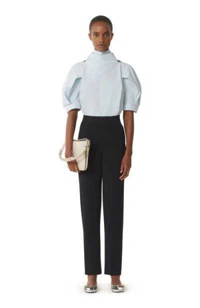 Lanvin Blue Scarf Top In Cotton Poplin In Black