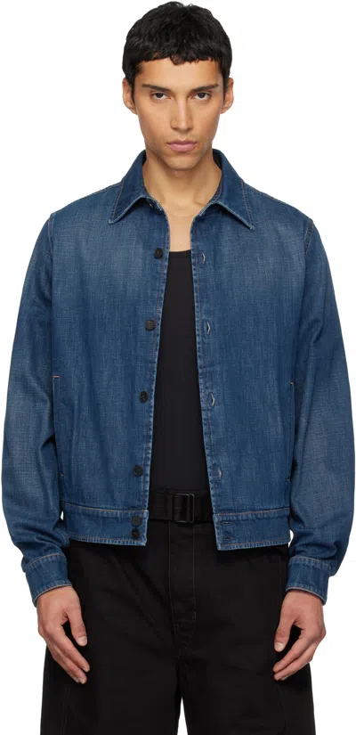 Lanvin Straight Hem Button-up Overshirt In Blue