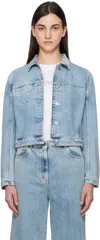 Lanvin Denim Cropped Jacket Patch Pocket In Light Blue