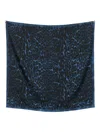 Lanvin Animal Print Rectangular Scarf Lightweight Fabric In Blue