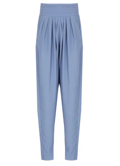 Lanvin Blue Silk-blend Flap Pocket Pants
