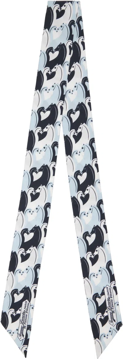Lanvin Blue Small Horse Bandeau Scarf In Gray