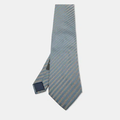 Lanvin Blue Striped Silk Traditional Tie