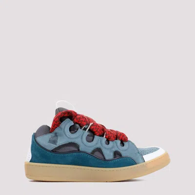 Lanvin Blue Suede Calf Leather Curb Sneakers