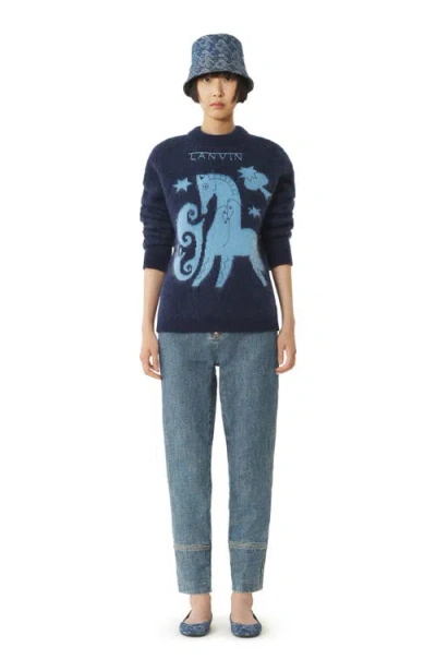 Lanvin Blue Zipped Denim Pants