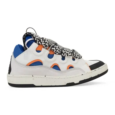 Lanvin Blue/orange Curb Sneakers In White