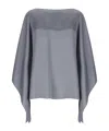 Lanvin Grey Dramatic Batwing Sleeve Blouse In Gray