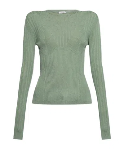 Lanvin Boat-neck Fitted Jumper In Green