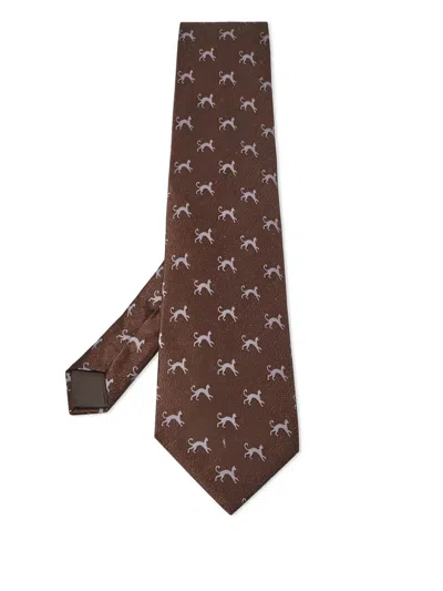 Pre-owned Lanvin Bonart Silk Tie In Brown