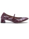 Lanvin Wedge-heel Leather Ballerinas In Bordeaux