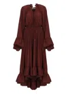 Lanvin Bordeaux Pleated Midi Dress In Burgundy