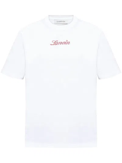 Lanvin Bouclette Script Logo T-shirt Clothing In Blanco