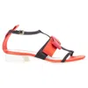 Lanvin Bow Embellished Satin T-strap Chunky Sandals In Red