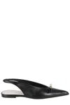 Lanvin Womens Black Logo-engraved Flat Leather Slingbacks