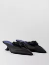 Lanvin Midnight Step Bow Leather Mule With Heel In Blue